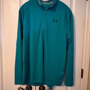 Under Armour Polo Tee Half Zip, Heat Gear, Teal, LN, Large